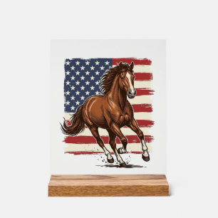 Patriotisches Pferd Vintage Western Vektor Design_ Acrylschild