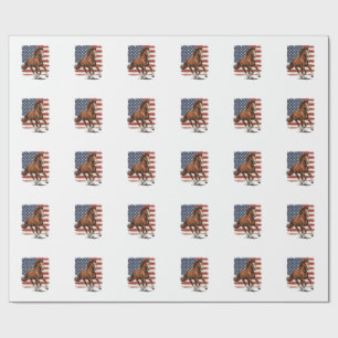 Patriotisches Pferd Vintage Western Vektor Design_ Geschenkpapier