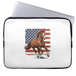 Patriotisches Pferd Vintage Western Vektor Design_ Laptopschutzhülle