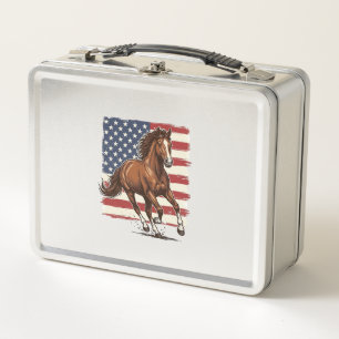 Patriotisches Pferd Vintage Western Vektor Design_ Metall Brotdose