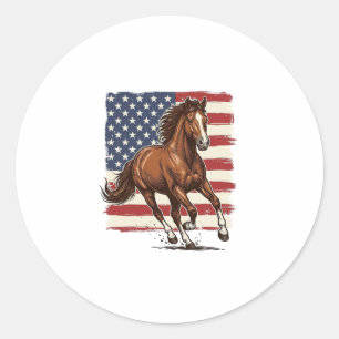 Patriotisches Pferd Vintage Western Vektor Design_ Runder Aufkleber