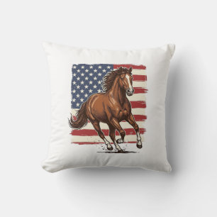 Patriotisches Pferd Vintage Western Vektordesign_1 Kissen