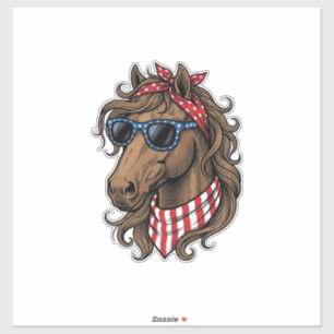 Patriotisches Pferdekopf-Vektor-Shirt-Design_1 Aufkleber