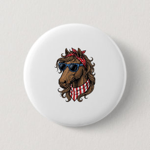 Patriotisches Pferdekopf-Vektor-Shirt-Design_1 Button
