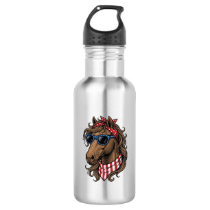 Patriotisches Pferdekopf-Vektor-Shirt-Design_1 Edelstahlflasche
