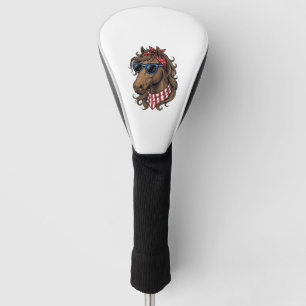 Patriotisches Pferdekopf-Vektor-Shirt-Design_1 Golf Headcover
