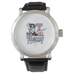 Patriotisches Physiotherapie Vintage PT-Shirt-Desi Armbanduhr