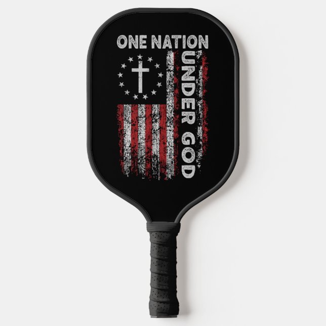 Patriotisches Pickleball-Paddel: Eine Nation unter Pickleball Schläger (Vorderseite)