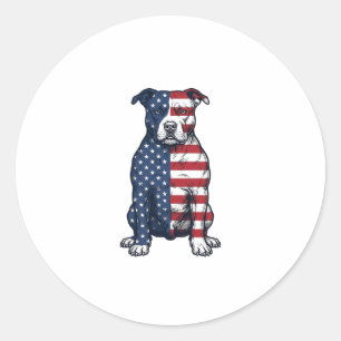 Patriotisches Pit Bull Vintage Gravur Vektor Desig Runder Aufkleber