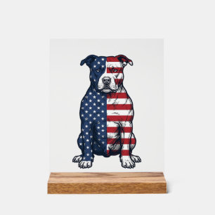 Patriotisches Pit Bull Vintage-Stichvektor-Design Acrylschild