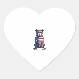 Patriotisches Pit Bull Vintage-Stichvektor-Design Herz-Aufkleber