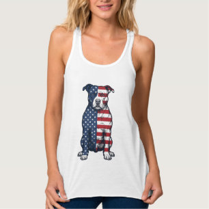 Patriotisches Pit Bull Vintage-Stichvektor-Design Tank Top