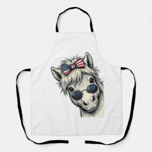 Patriotisches Pony mit Sonnenbrille Vintage-Vektor Schürze