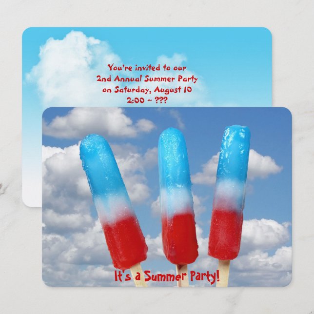 Patriotisches Popsiv-Party Einladung (Vorne/Hinten)