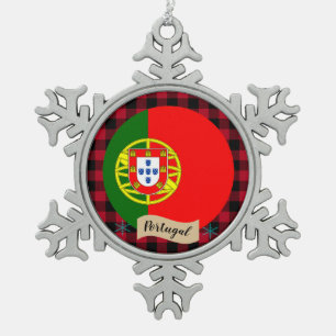 Patriotisches Portugal, Büffel kariert, portugiesi Schneeflocken Zinn-Ornament