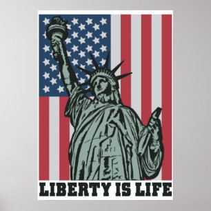 Patriotisches Poster - Freiheitsstatue - US-Flagge