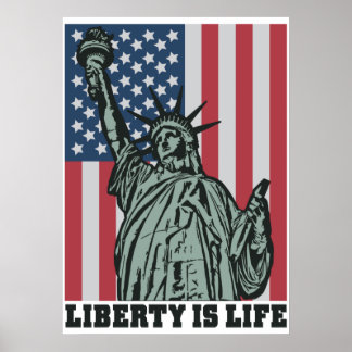 Patriotisches Poster - Freiheitsstatue - US-Flagge
