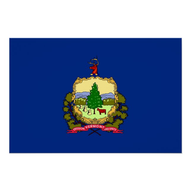 Patriotisches Poster mit der Flagge von Vermont (Vorderseite)