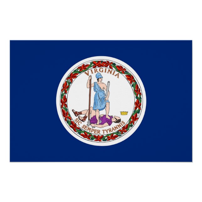 Patriotisches Poster mit der Flagge von Virginia (Vorderseite)