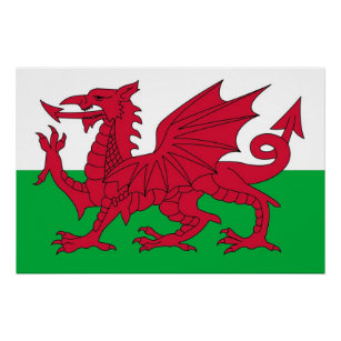 Patriotisches Poster mit Flagge von Wales