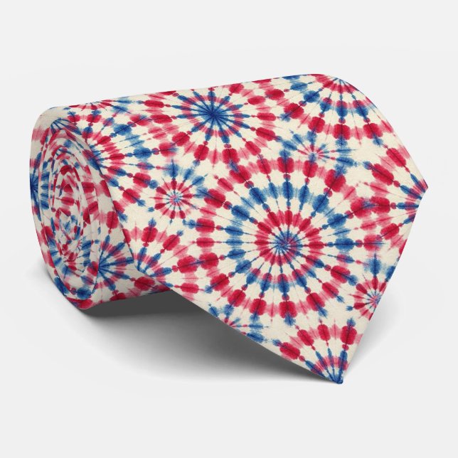 Patriotisches psychedelisches Tie-Dye-Muster Krawatte (Gerollt)