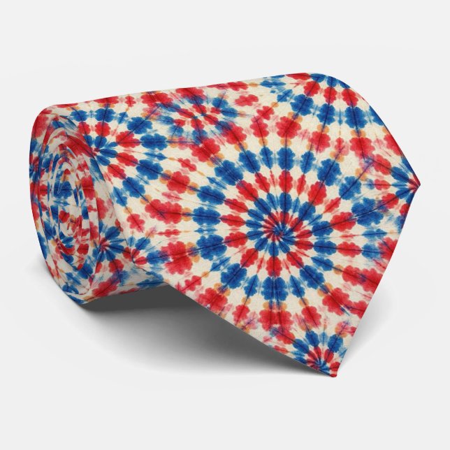 Patriotisches psychedelisches Tie-Dye-Muster Krawatte (Gerollt)