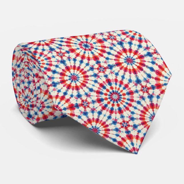 Patriotisches psychedelisches Tie-Dye-Muster Krawatte (Gerollt)
