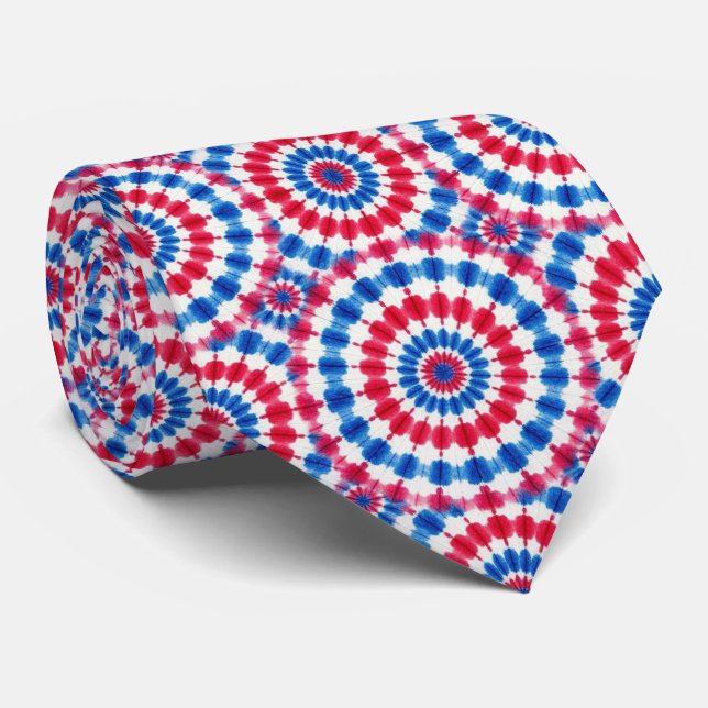 Patriotisches psychedelisches Tie-Dye-Muster Krawatte (Gerollt)