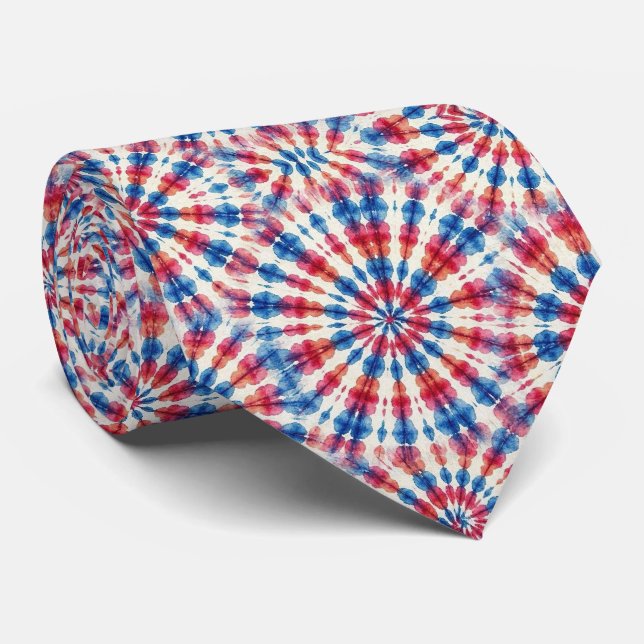 Patriotisches psychedelisches Tie-Dye-Muster Krawatte (Gerollt)