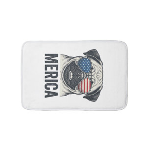 Patriotisches Pug Merica Vintage Gravur Shirt Desi Badematte