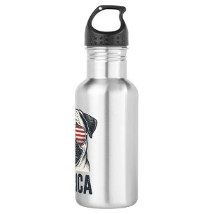 Patriotisches Pug Merica Vintage Gravur Shirt Desi Edelstahlflasche