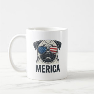 Patriotisches Pug Merica Vintage Gravur Shirt Desi Kaffeetasse