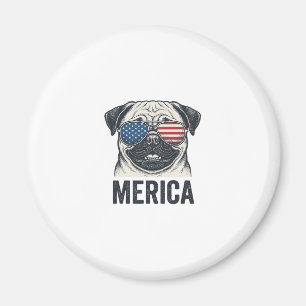 Patriotisches Pug Merica Vintage Gravur Shirt Desi Magnet