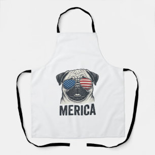Patriotisches Pug Merica Vintage Gravur Shirt Desi Schürze