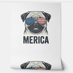 Patriotisches Pug Merica Vintage Gravur Shirt Desi Tapete