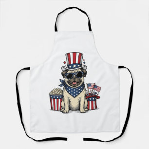 Patriotisches Pug Vintage-Gravur-Hunde-Shirt-Desig Schürze