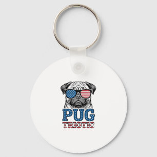Patriotisches Pug Vintage-Gravur-Shirt-Design_1 Schlüsselanhänger