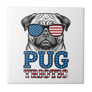 Patriotisches Pug Vintage-Stickerei-Shirt-Design_1 Fliese