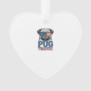 Patriotisches Pug Vintage-Stickerei-Shirt-Design_1 Ornament