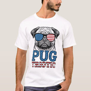 Patriotisches Pug Vintage-Stickerei-Shirt-Design_1 T-Shirt