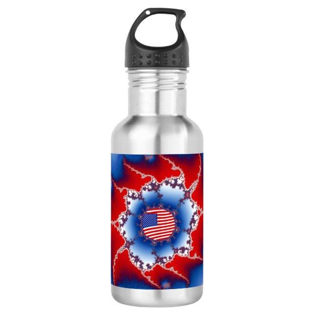 Patriotisches Red White & Blue American Flag Frakt Edelstahlflasche (Vorderseite)