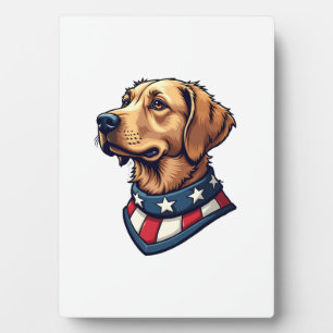 Patriotisches Retriever-Maskottchen Vintage-Hund-S Fotoplatte