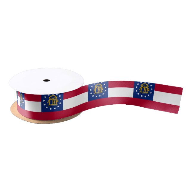 Patriotisches Ribbon mit Flagge von Georgia, USA. Satinband (Spule)