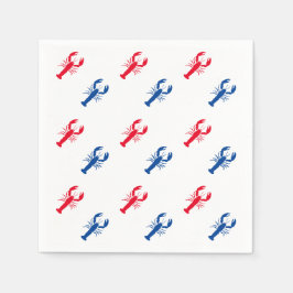 Patriotisches Rot-Blau-Hummer-Musterpapier Serviette