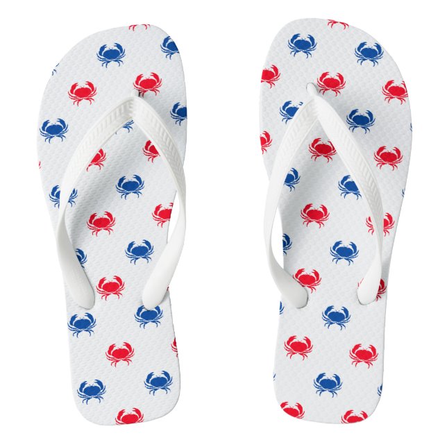 Patriotisches Rot-Blau-Krabbenmuster niedlicher Sp Flip Flops (Fußbett)