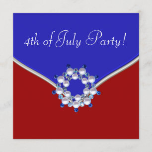 Patriotisches Rot Weiß Blau 4. Juli Party Einladung