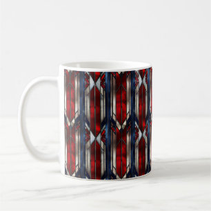 Patriotisches Rot-Weiß-Blau-Geometrisches Muster Kaffeetasse