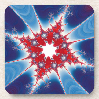 Patriotisches Rot Weiß & Blau Mandelbrot Fraktal Getränkeuntersetzer