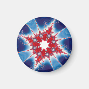 Patriotisches Rot Weiß & Blau Mandelbrot-Fraktal Magnet