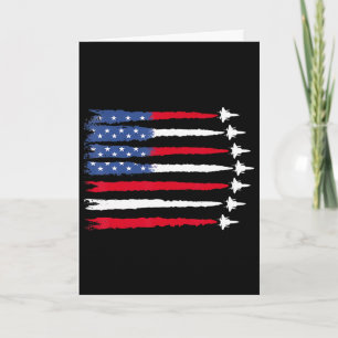 Patriotisches Rot Weiß Blau USA-Flagge-Kampfjets 4 Karte